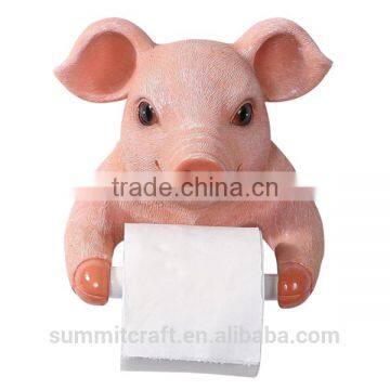 Resin Pink Pig Bust Funny Animal Toilet Paper Holder photo-5