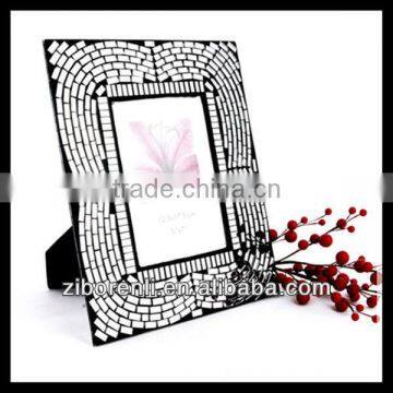 Modern Art Decor Black With Silver Antique Ornate Glass Mosaic Photo Frame Hang for Room photo-3