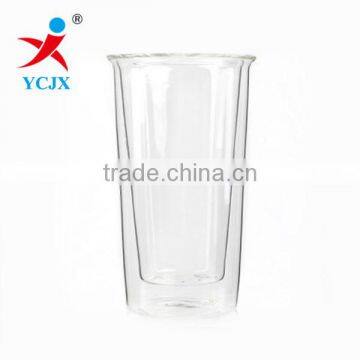 400ml clear pyrex double wall glass coffee cups