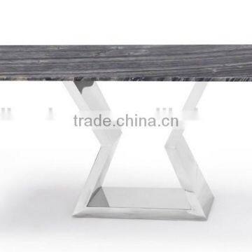 Modern Dining Table With Marble Top and Chrome Base photo-2
