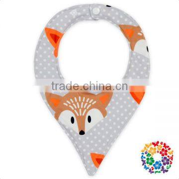 Cute Fox Print Baby Bibs 100% Cotton New Design Toddlers Bib With Snaps