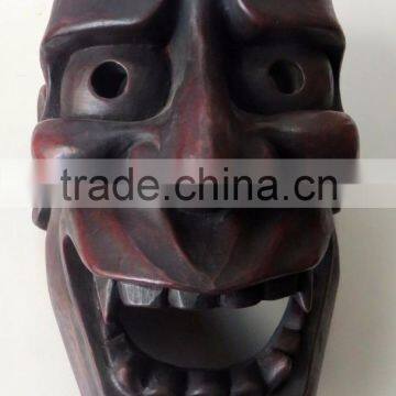 Hand Crafted Wooden Mask of Demon Wall Hanging Made In Nepal
