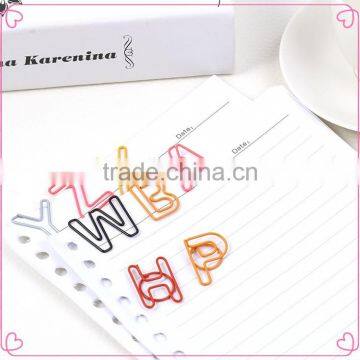 Chinese supplier hot selling colorful letters shapes metal paper clips