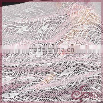 Pink eyes design shining soft tricot lace, elegant swiss lace fabric