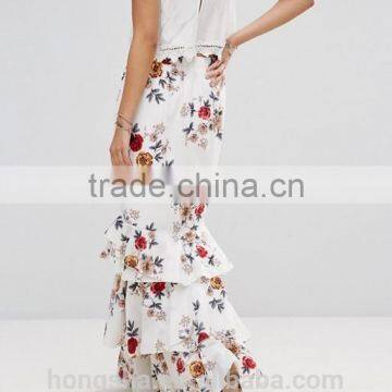 Floral Maxi Skirt With Ruffle Hem HSH6119 photo-3