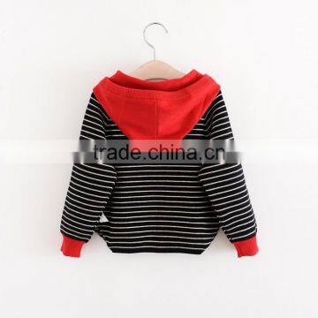 High Quality Eco-friendly Cotton Material Smart Girls Knit Hoodies With Striped Pattern photo-5