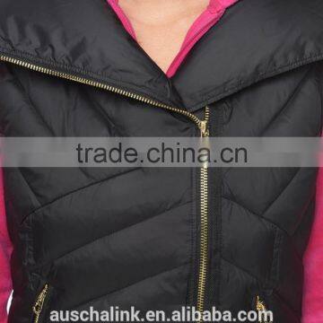 2016 Hot Sale Girls Curved Front Hem Quilted Puffer Vest photo-4