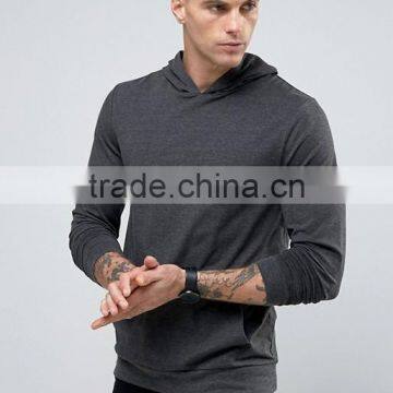 New Design Custom Raglan Sleeves With Hood Dark Grey Men's 49% Polyester 46% Cotton 5% Elastane Casual Skinny Pullover Hoodies