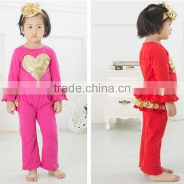 China 2016 New Design Factory Sale Directly Boutique Golden Autumn Outfits With Headband photo-3