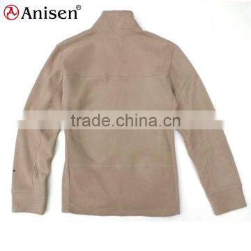 Custom Oem Creamy White Plain Zipper-up Warm Windproof Polar Fleece Men's Coat photo-2