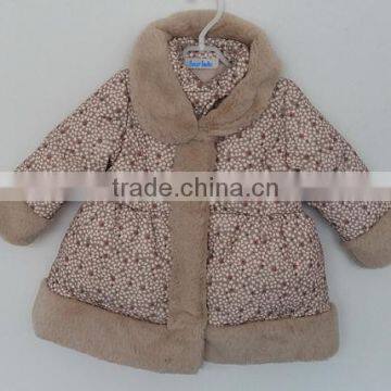 Winter Baby Girl Printed Fur Collar Over Coat