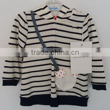 cute baby girls white and grey stripes knit coat for Autumn