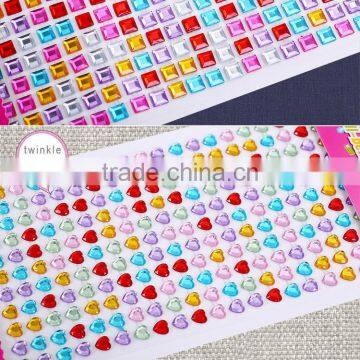 Custom Multi Mix Color Five Star Shape Self Adhesive Diy Gem Rhinestone Acrylic Sticker photo-5
