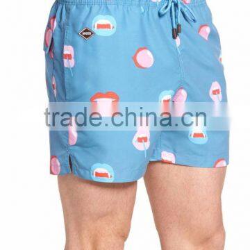 Customize Pattern And Color Cheeky Mouthful Print Bigmouth 100% Nylon Swim Trunks Quick Drying Split Leg Opening Swim Shorts photo-3