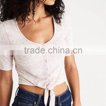 MGOO Top Quality Scoop Neck Blank Front Button Tops Sexy Women Fitness Ribbed Knitted Tank Top photo-2