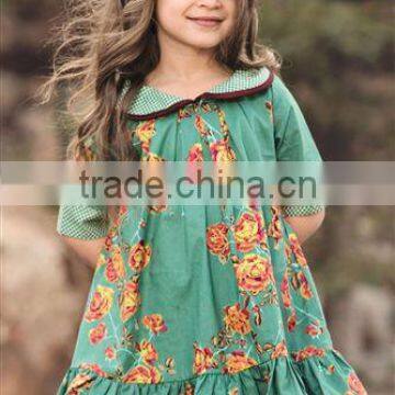 Fall children frocks designs girls cotton doll neck printing clothing old european girls party dresses