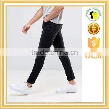 Hot Sale Mens Distressed Jeans Quality Skinny Jeans Black Washed Jeans photo-4