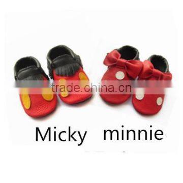 Mickey&Minnie design baby moccasins baby shoes tassle