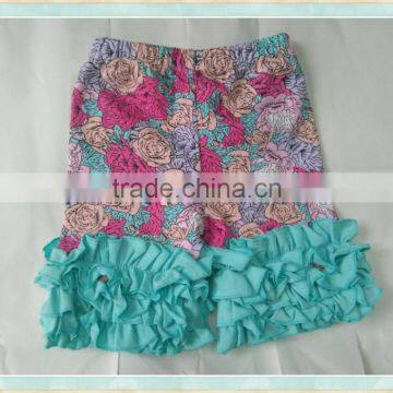 children ruffle icing shorts girls ruffle floral print summer wear kids boutique hot pant