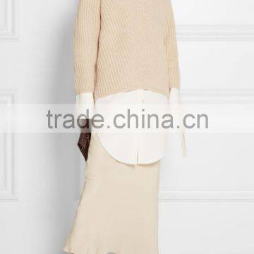 Knitted Wool Sweater Design for Women V-neck Back Length Blank Poncho photo-4