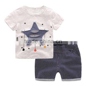 Wholesale Quality 100% Cotton Baby Boy Clothing Sets Tshirt and Shorts 2pcs Set photo-4