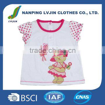 Baby Girls Casual Short Sleeve Shirts Tops Custom White T Shirt Printing Cute Cartoon 0-24M