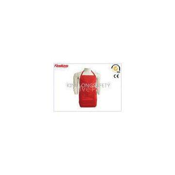 Promotional Customized Red / White Cooking Bib Aprons With Pockets