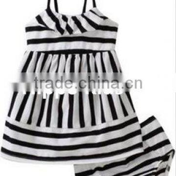 New summer toddler girl striped knot dress set baby girl clothes infant boutique clothing sets