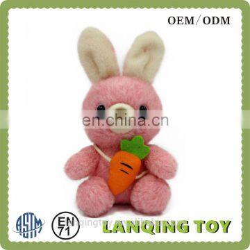 Plush Pink Rabbit with Carrot Animal Pendant Keychain