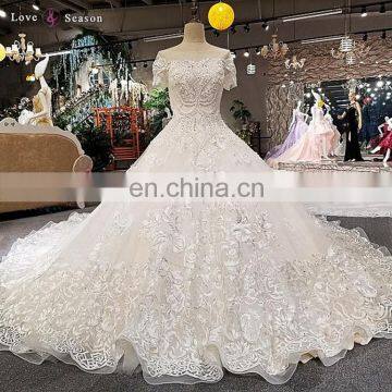 LS00258 V back short sleeves long train bulk wedding dresses arabic style for black women