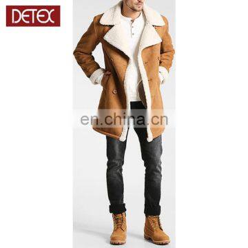 Top Brand New Design Brown Suede Men Faux Fur Coat