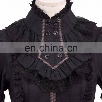 Steampunk Victorian Gothic Short Sleeves Shirt With Jabot Collar photo-2
