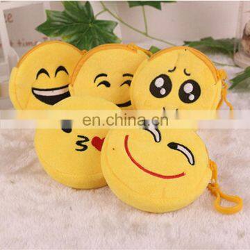 New popular design plush emoji wallet Souviners gift cute emoticon plush pocket money bag wholesale