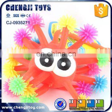 Kids funny design light up glow soft hairy ball flash toy