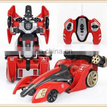 2014 the best sale remote control deformation robot car with light and music shooting soft arrow