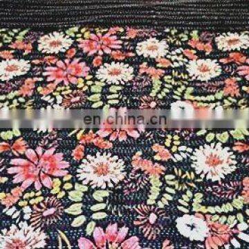 Black Floral Indian Handmade Kantha Quilt Bedspread Kantha Supplier Queen Size Quilt Blanket Throw Decorative Gudari Beach cover