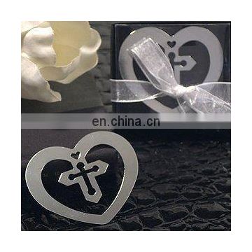 Heart Shaped Metal Bookmark w/ Cross