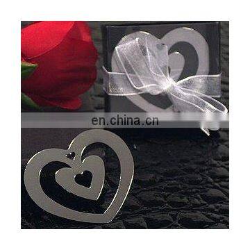 Double Heart Shaped Chrome Metal Bookmark