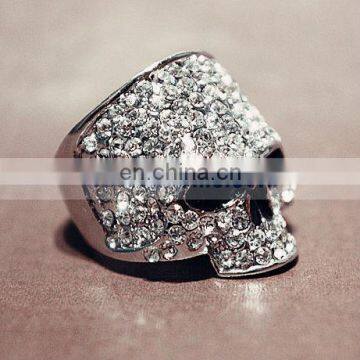 A069 Alloy Silver Rhinestone Fashion Childrens Skull Rings