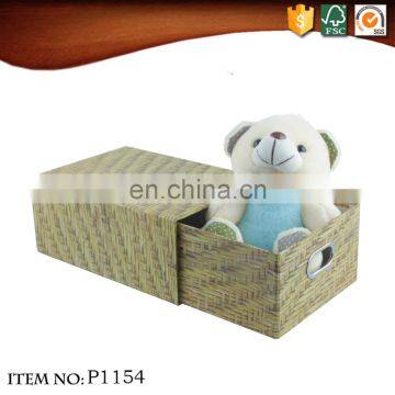 Multi-functional storage drawer folding weave bamboo decorative pattern gift cardboard box