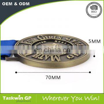 Antique Gold Plated Free Design Custom Sport Medals With Ribbon photo-6