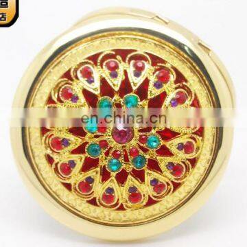 Flower Decoration Gold Metal Make-up Mirror photo-2
