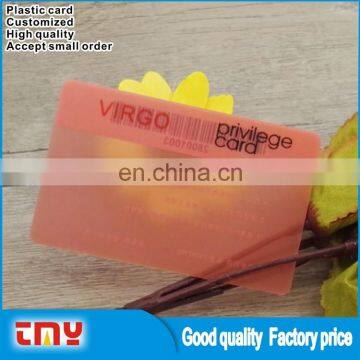 High Quality Bulk Transparent Plastic Membership Card PVC Privilege Card for VIP