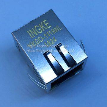HFJ11-LGHRPE-L21RL YKGD-1119NL 1 Port Gigabit Tab-Down POE+ Magnetic Modular RJ45 Jacks