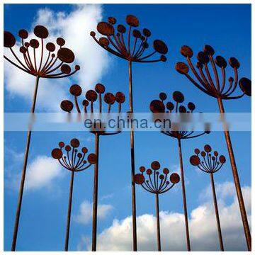 Decorative garden rusty small metal vintage-style art poppy flowers