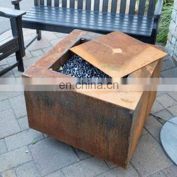 Custom Made Square Corten Steel Fire Pit photo-2