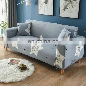 I@home Protective Light Blue Lucky Star Pattern Full Fabric Modern Elastic Sofa Cover Stretch Printed photo-5