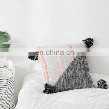 I@home Geometric Splicing Triangle Ball Tassel Fringe Cotton Sofa Pillow Cushion Cover