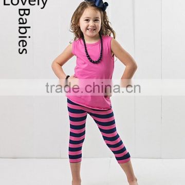 Toddler boutique outfits hot pink ruffle capri leggings set with the bow clip