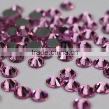 Top quality rose round shape flatback hotfix rhinestone for sale